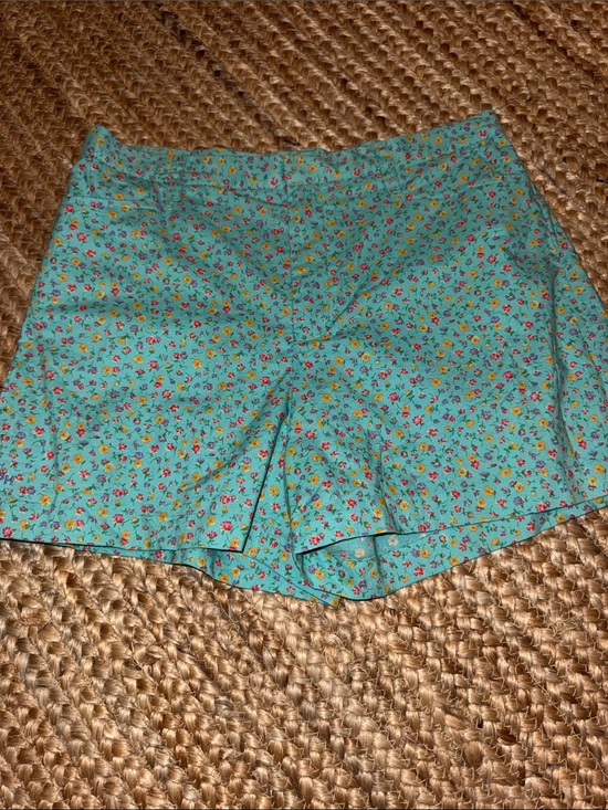 Ralph Lauren Pants - Ralph Lauren Teal Floral High-Waist Shorts 8